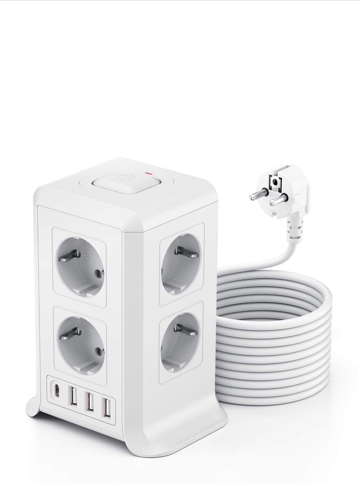 Steckdosenturm mit Schuko-Dosen und USB-Anschlüssen